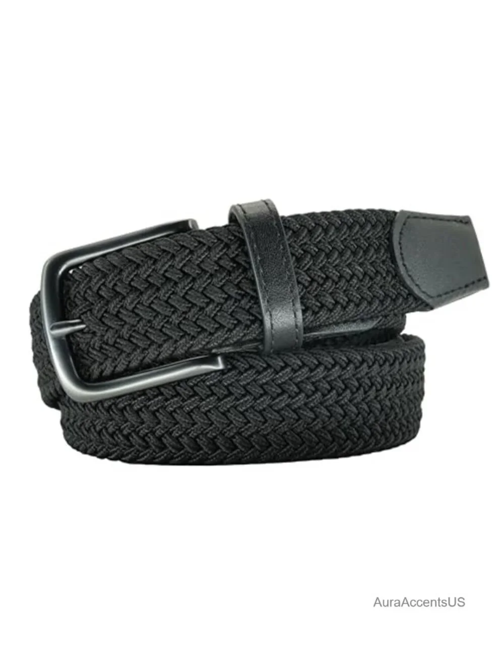 Men's Big and Tall Leather Stretch Belt Braided, 35mm, Up to 81
